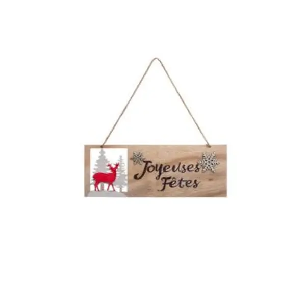 Pancarte en bois " Joyeuses Fêtes " à suspendre - 30 cm