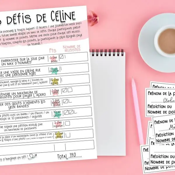 Jeu des défis pour EVJF (version papier)