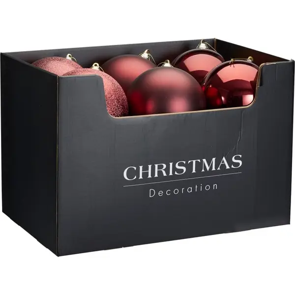 12 Boules de Noël incassable 14 cm bordeaux