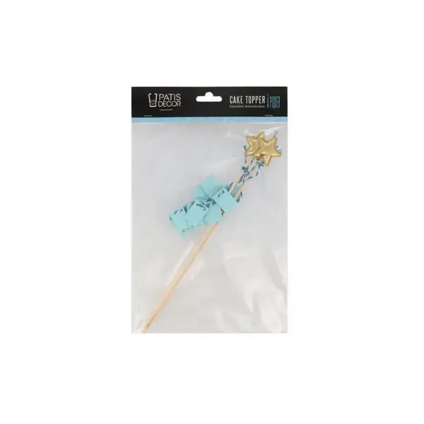 Cake topper bannière anniversaire bleu