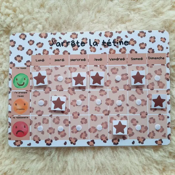 J'arrête la tétine ! tableau de motivation à l'arrêt de la tétine