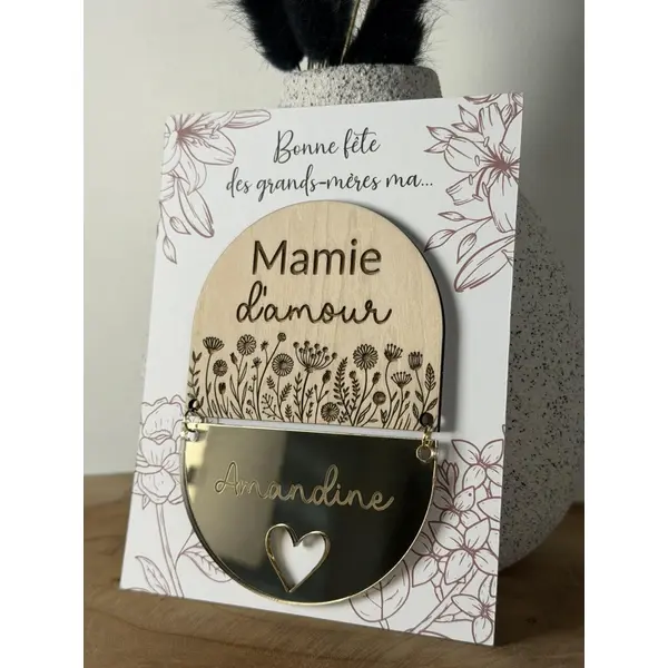 Magnet en bois personnalisé mamie d'amour - fête des grands-mères - cadeau mamie ou maman d'amour