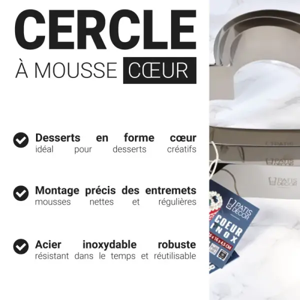 Cercle à mousse cœur - Hauteur 4,5 cm