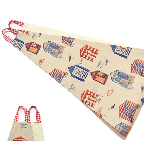 Range plateau ou porte plateau mural cuisine pour plateau rectangulaire, motifs bord de mer, petites cabanes