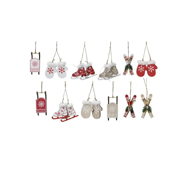 12 Suspensions figurine en bois et fourrure