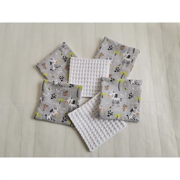 Lot de 6 lingettes bébé coton et nid d'abeilles