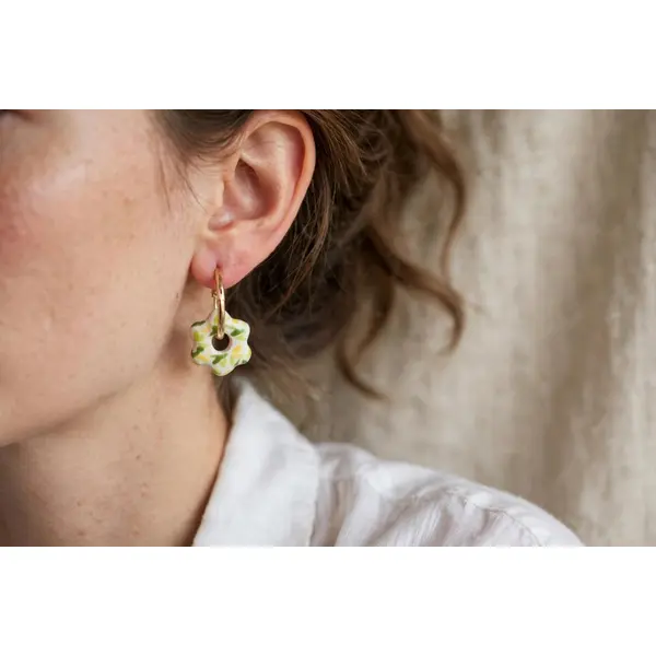Boucles d’oreilles créoles perle en céramique