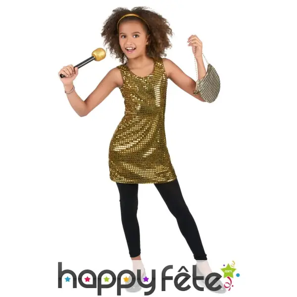 Déguisement robe disco dorée pour enfant