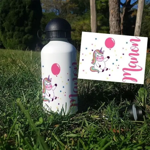 Gourde ou bouteille personnalisée pour enfant modèle Licorne 2