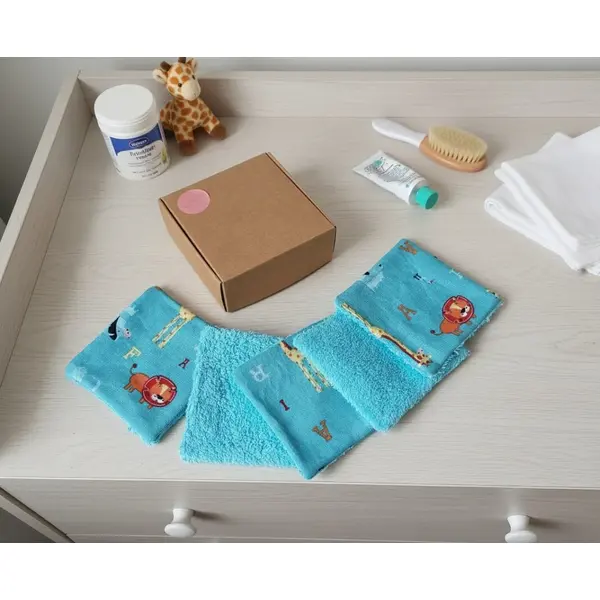 Boite de 7 lingettes lavables pour bébé coton et éponge