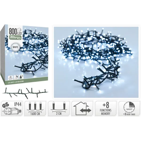 Guirlande microcluster 800 LED blanc froid 16 m