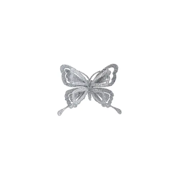 Papillon argenté sur clip