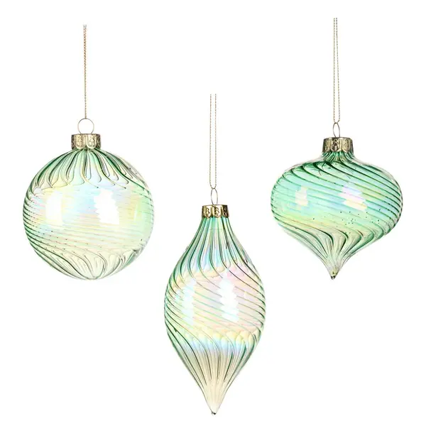 Suspension en verre torsadée irisée verte