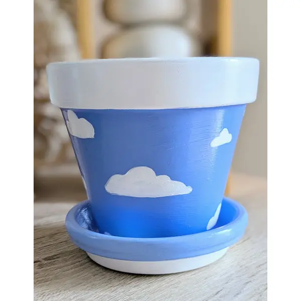 Pot bleu nuages + coupelle