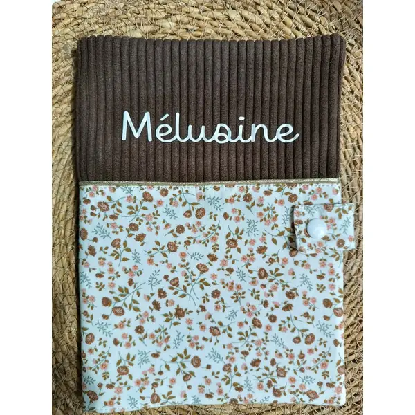 Protège carnet de santé personnalisé en velours côtelé et coton, cadeau de naissance fille garçon , accessoire bébé