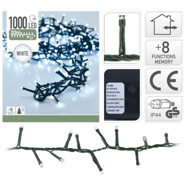Guirlande 1000 led blanc froid