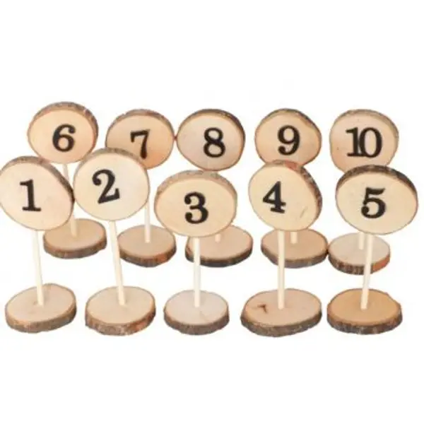 10 Marque Table Rondins en Bois avec Chiffre