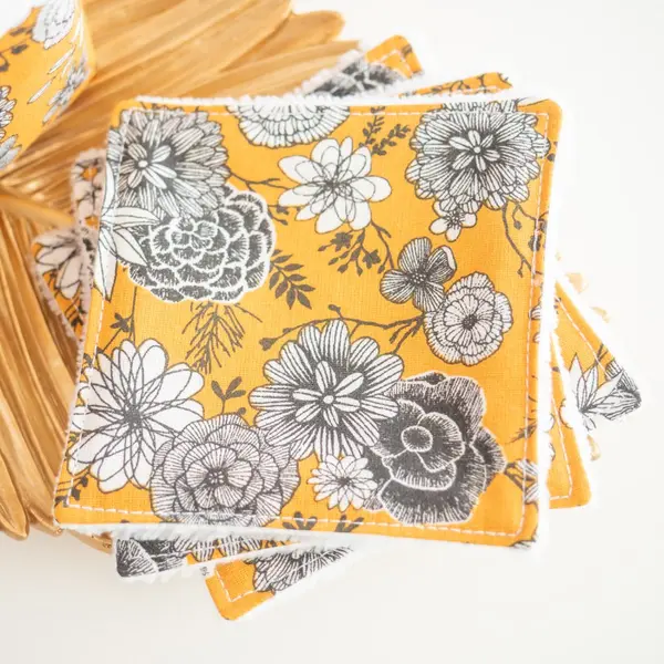 Coton lavable et réutilisable mustard