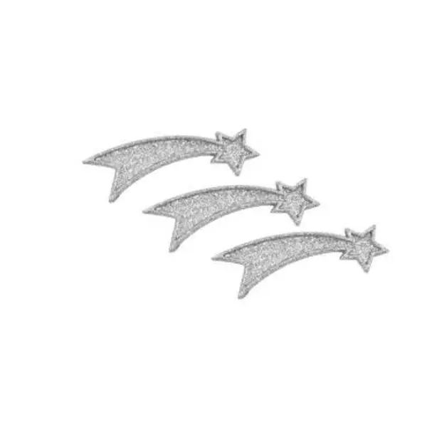 5 Stickers Etoiles Filantes Pailletées - Argent