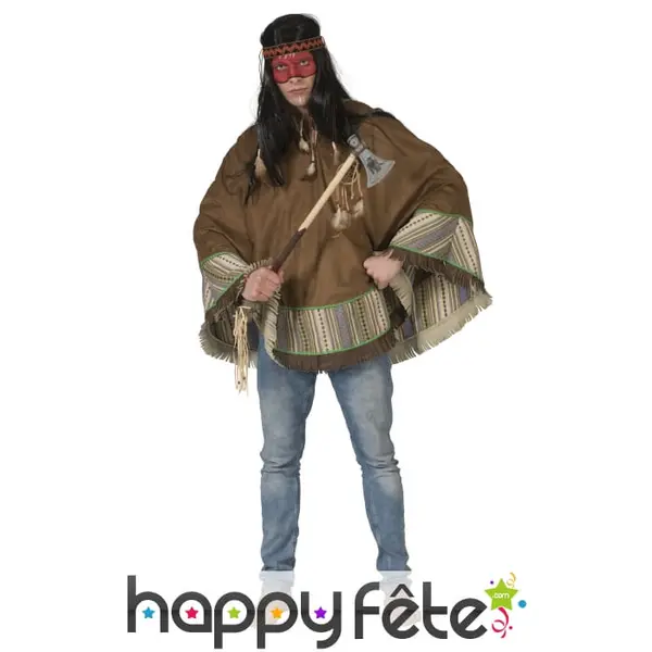 Poncho d'indien pour adulte, marron
