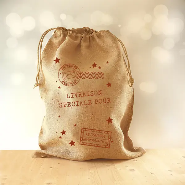 Hotte de Noël Vintage | Jute personnalisée XXL