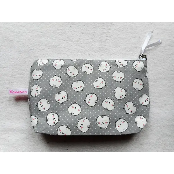Trousse chats en boule blancs et pois, pochette de rangement, trousse femme homme, accessoire cadeau chat