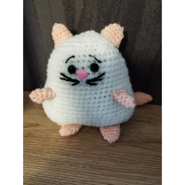 Peluche chat ronde en crochet - pièce artisanale unique