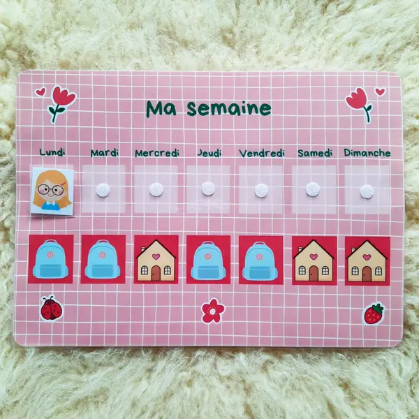 Semainier simplifié - se repérer dans les jours de la semaine - premier semainier - maternelle / nounou / crèche