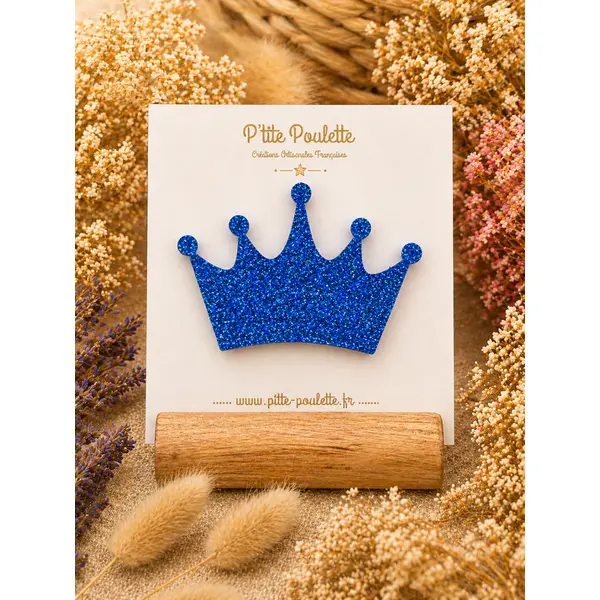 Broche couronne pailletée – bijou fantaisie – accessoire veste pull – création artisanale française