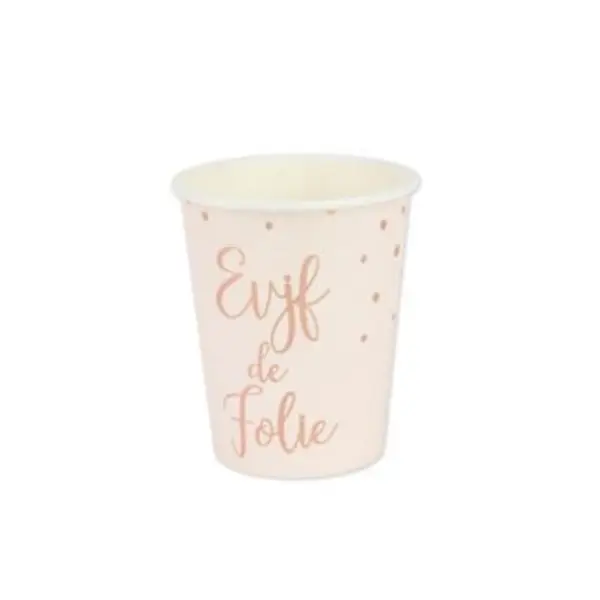 8 Gobelets en Carton - EVJF de Folie - Rose Gold