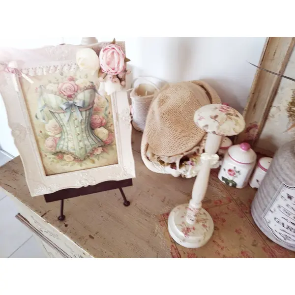 Porte chapeau ancien " fleurettes " - création - au grenier cosy -