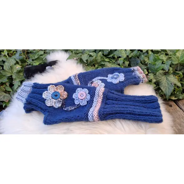 Mitaines artisanales "bouquet d'hiver" – pièce unique