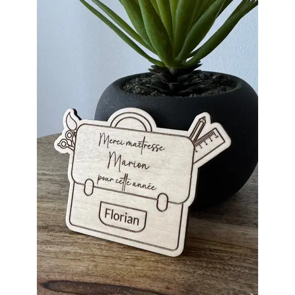 Magnet carte de remerciement en bois à personnaliser - merci maîtresse, merci maître, atsem, aesh - cadeau de fin d'année scolaire