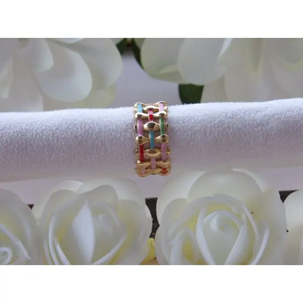 Bague quadrillage multicouleur