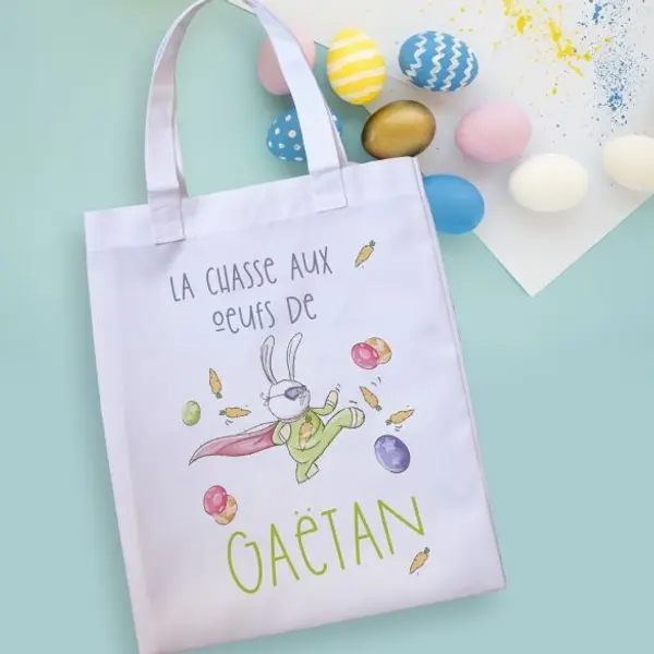 Tote bag Pâques modèle Super Lapin