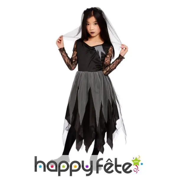 Robe noire de mariée fantôme pour fille
