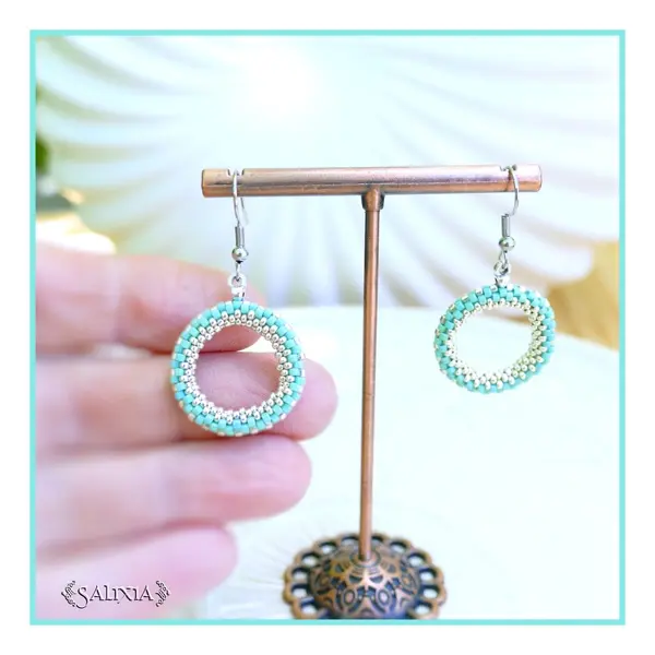 Boucles d'oreilles anneaux tissés à l'aiguille perles de verre japonaises crochets ou dormeuses acier inoxydable (#bo996)