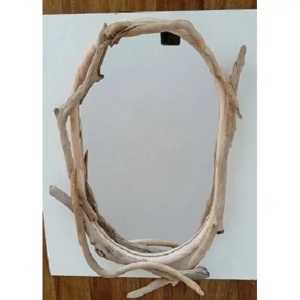 Grand miroir ovale en bois flotté 55x44 cm
