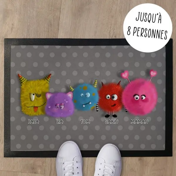 Tapis de porte personnalisé famille Monstres