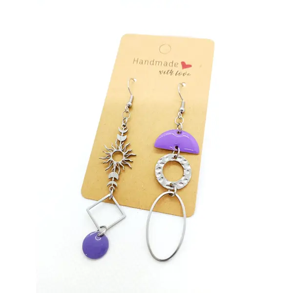 Boucles d'oreilles asymétriques en acier inoxydable