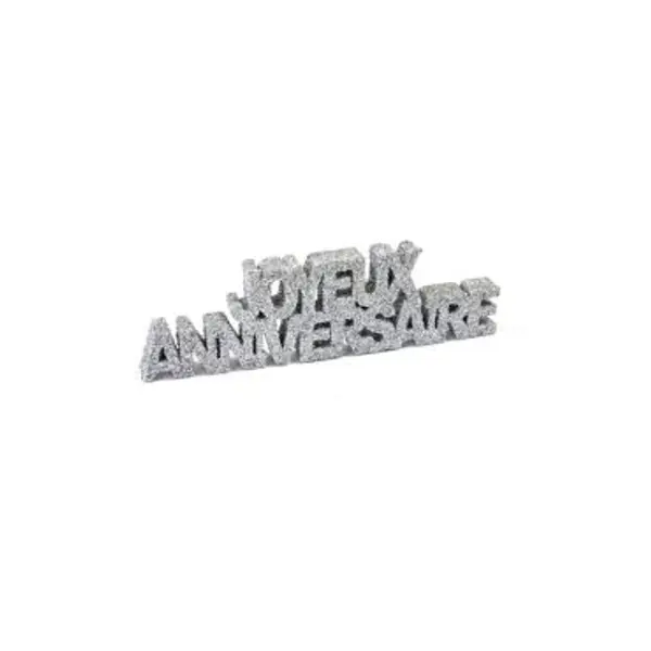 Décoration de Table "Joyeux Anniversaire" - Paillettes Argent