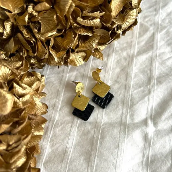 Boucles d'oreilles éco-responsables doré noir