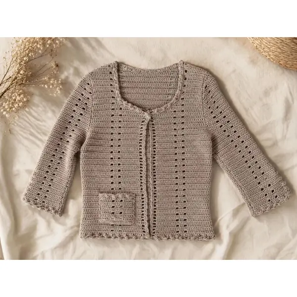 Cardigan pour femme au crochet fait main - veste couleur taupe au crochet -