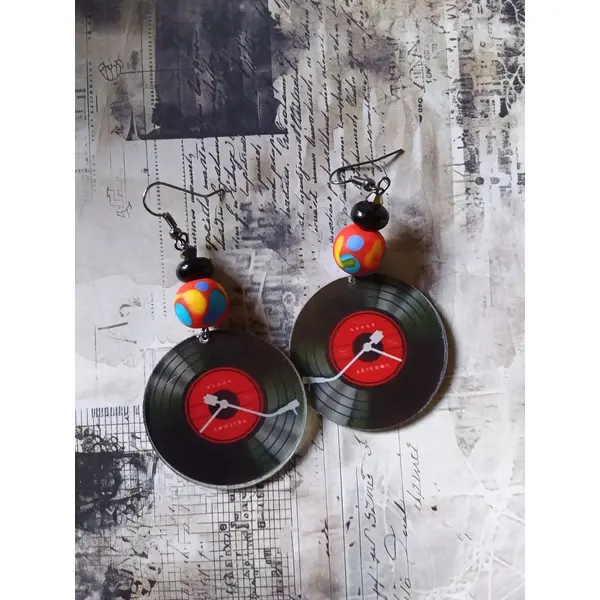 Disco...boucles d’oreilles originales, ludiques, ooak, perle au chalumeau, création artisanale unique