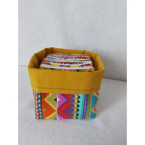 Panier et 10 lingettes lavables motifs aztèques