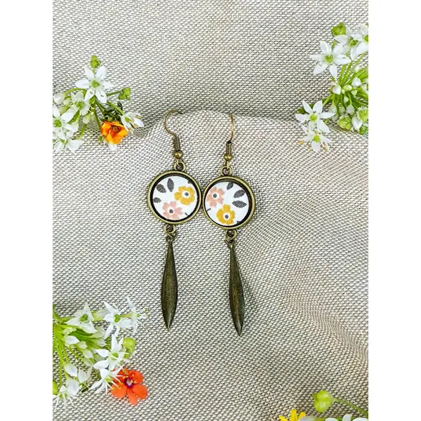 Boucles d'oreilles "tige" en tissu 75mm