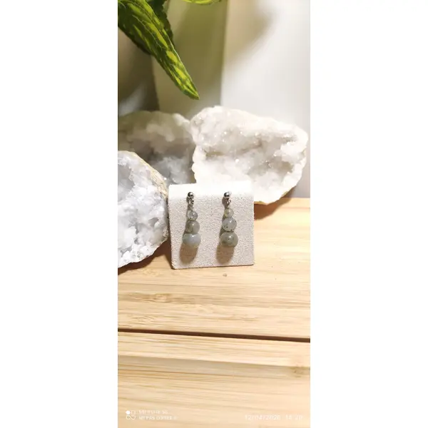Boucles d'oreilles en labradorites grises