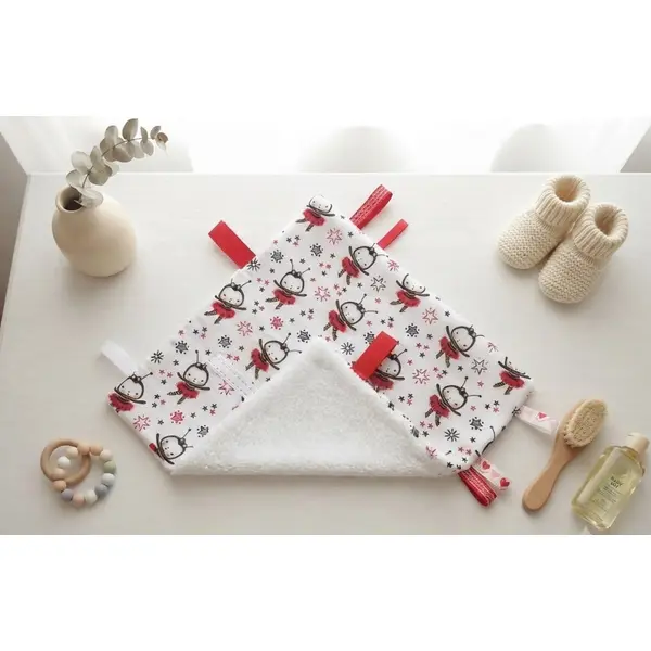 Doudou plat carré coton motifs abeilles