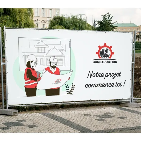 Bâche barrière de chantier - PVC plein