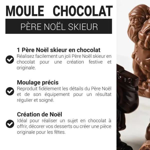 Moule chocolat Père noël skieur Patisdécor